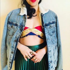 Zara Man Denim Jacket with faux shearling